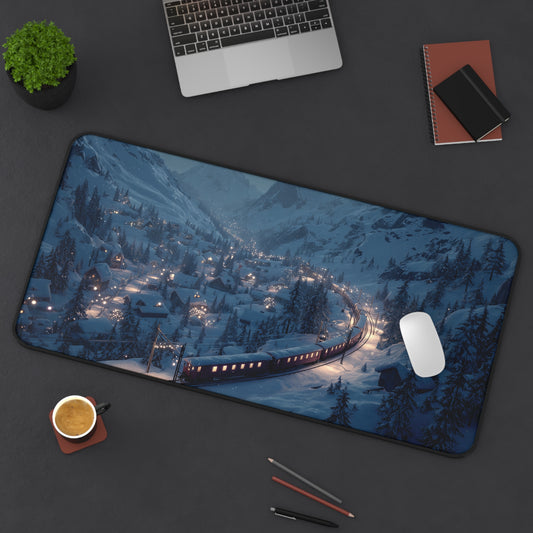 Christmas Train Desk Mat, Large Winter Mouse Pad