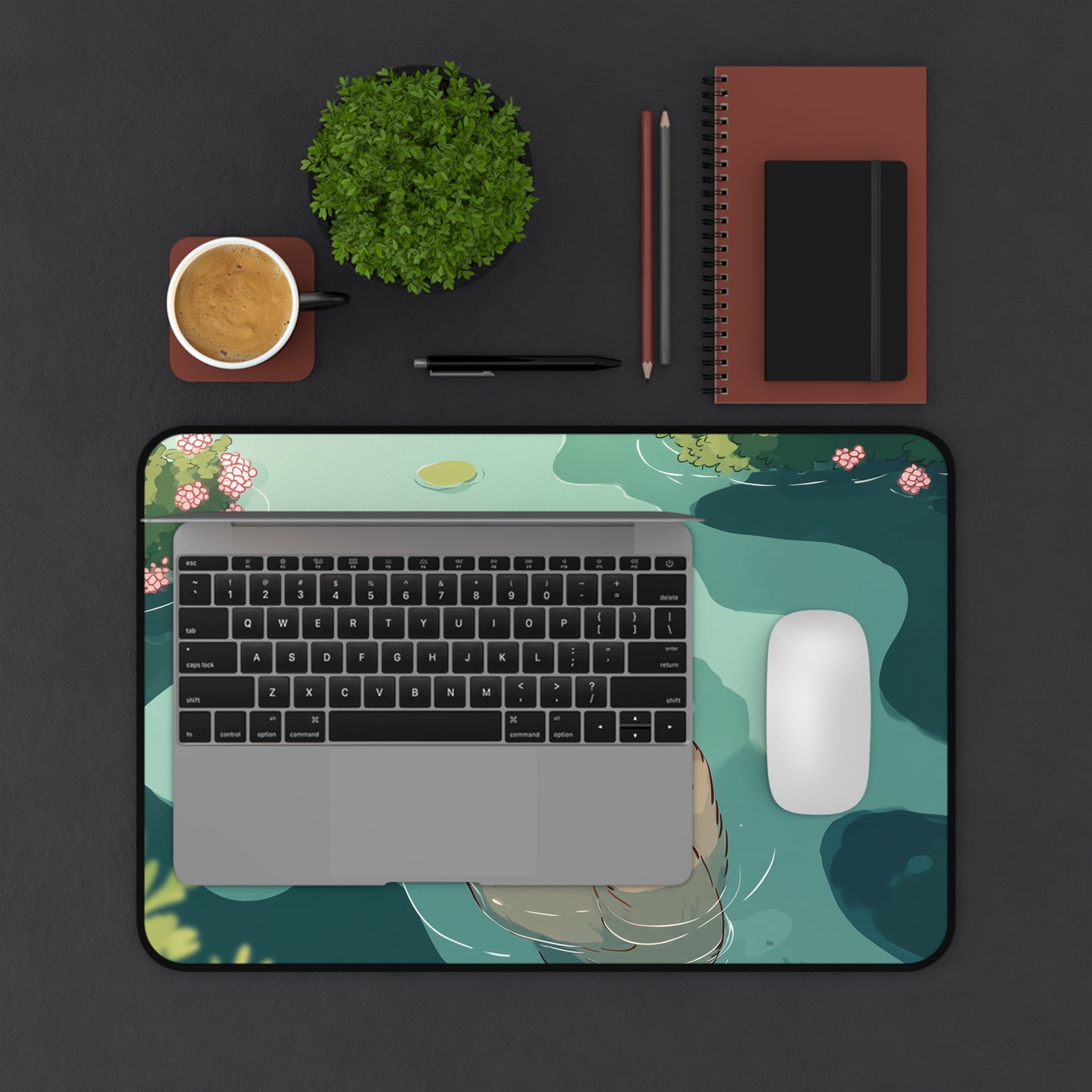 Otter Desk Mat Kawaii, Cute Serene Mouse Pad for Otter Lovers