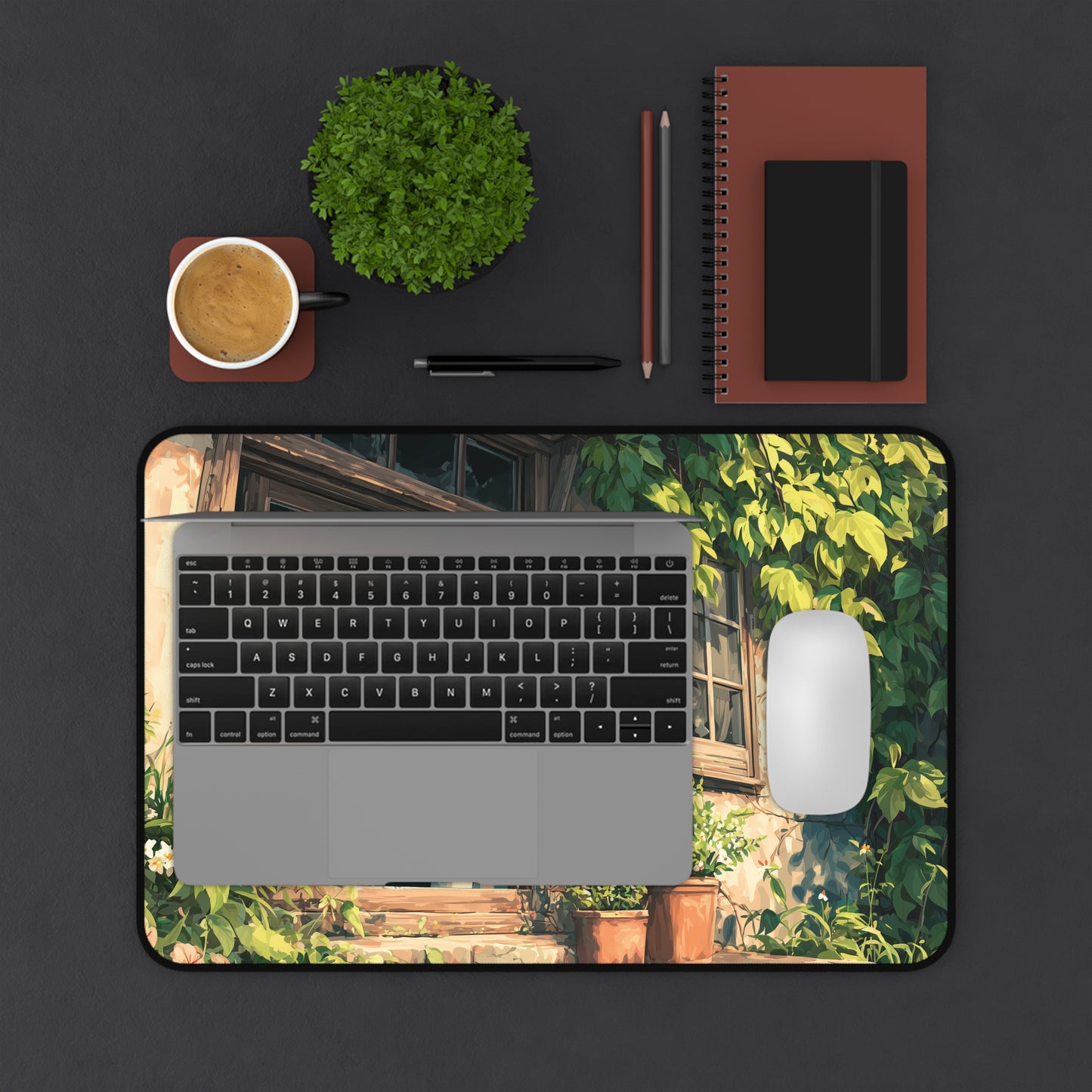 Ghost Cottage Desk Mat, Spooky & Cozy Halloween Vibes