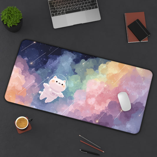 Kawaii Desk Mat: Space Cat Mouse Pad XXL