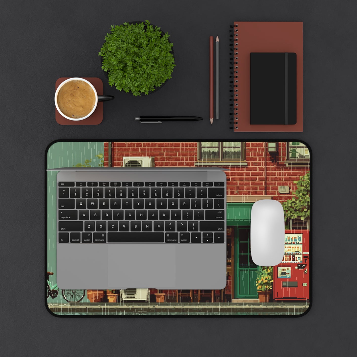 Coffee Shop Mouse Pad XL Pixel Art Style
