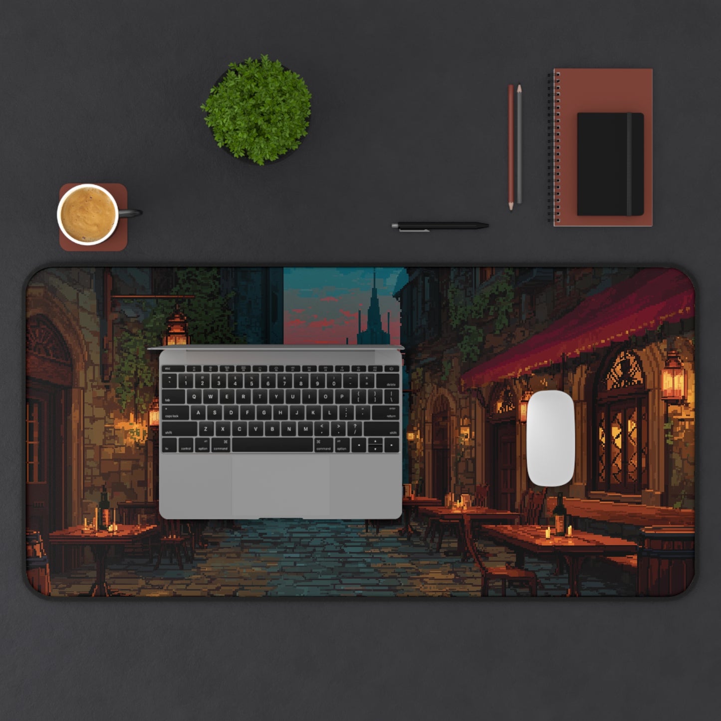 Pixel Art Mouse Pad: Medieval City Desk Mat