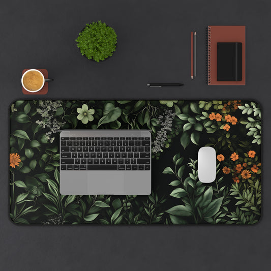 Floral Desk Mat, Botanical Mouse Pad, Plant Greenery Office Decor