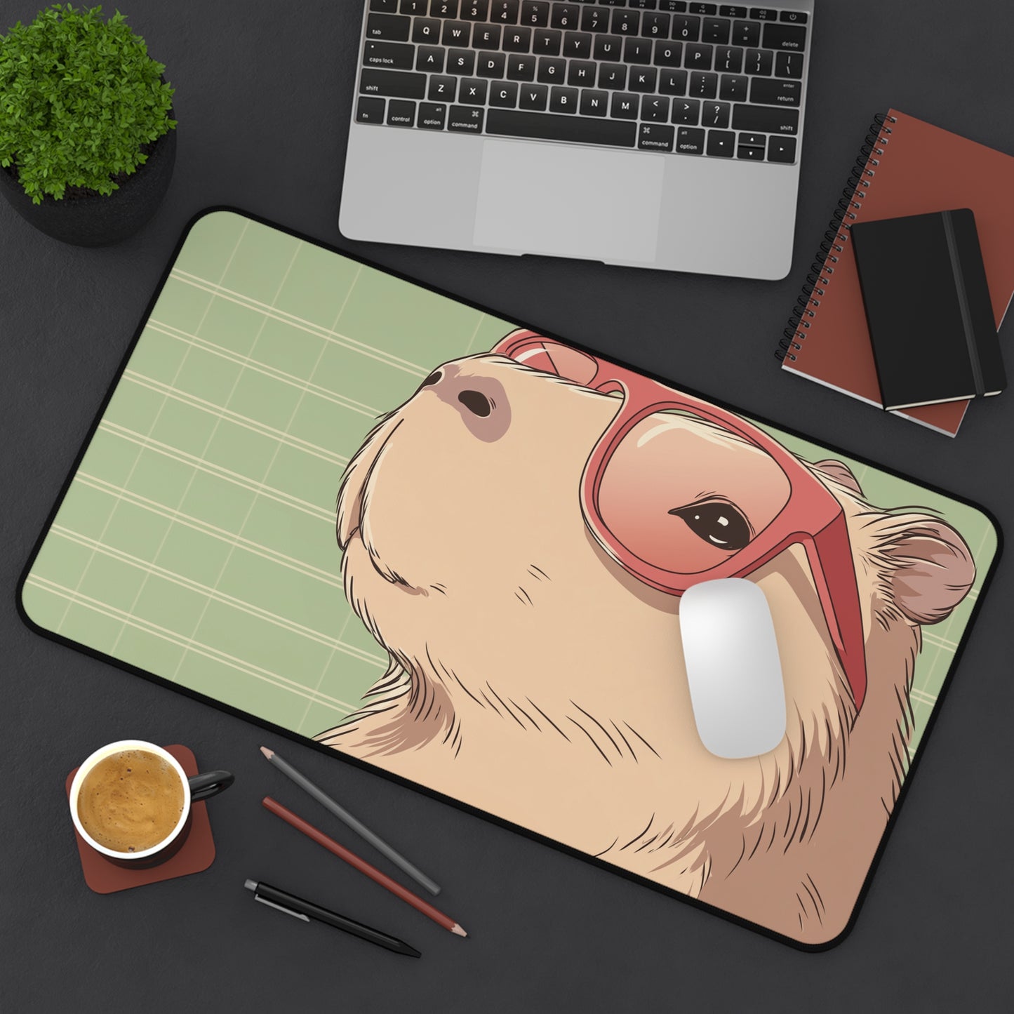 Capybara Desk Mat Kawaii, Cute Capy Mouse Pad