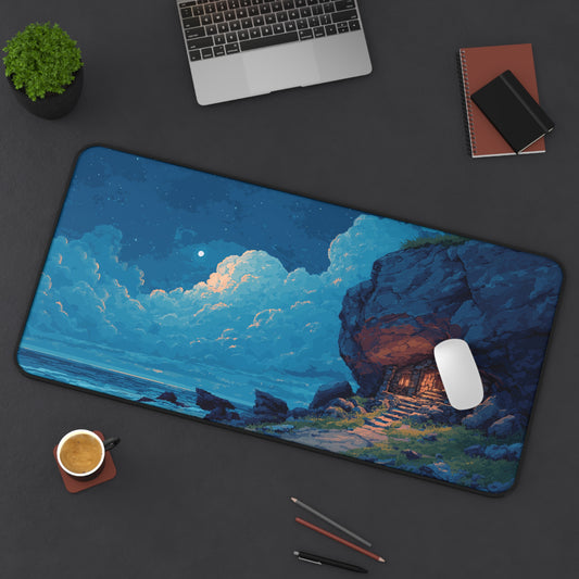 Pixel Art Night Landscape Desk Mat