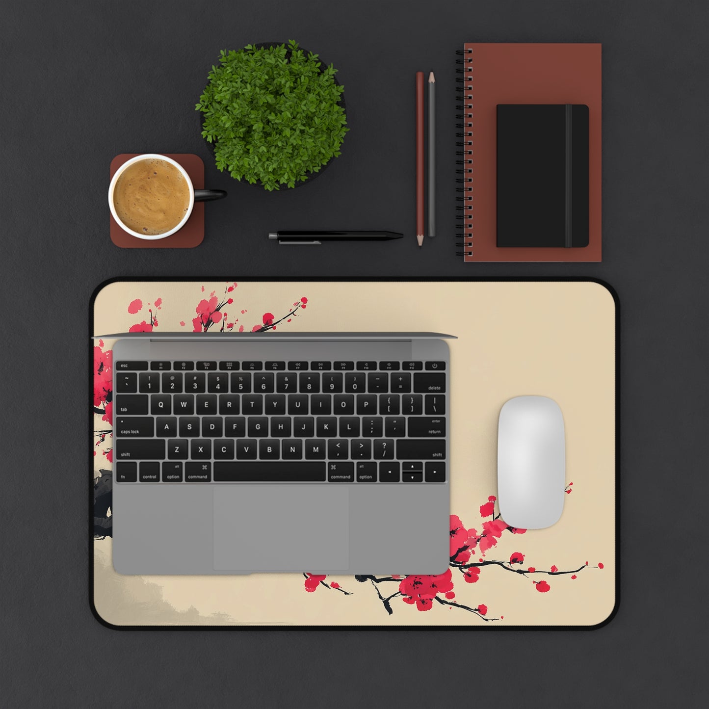 Cherry Blossom Desk Mat: Minimalist Japanese Sakura Mouse Pad