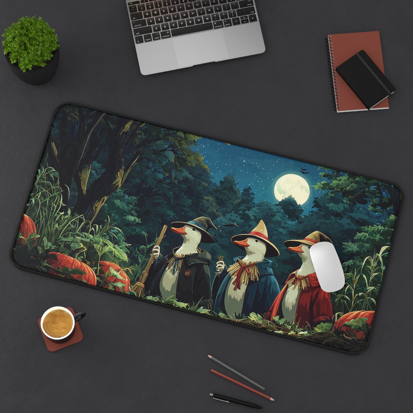 Silly Goose Wizard Mouse Pad for Cute Spooky Desk Decor