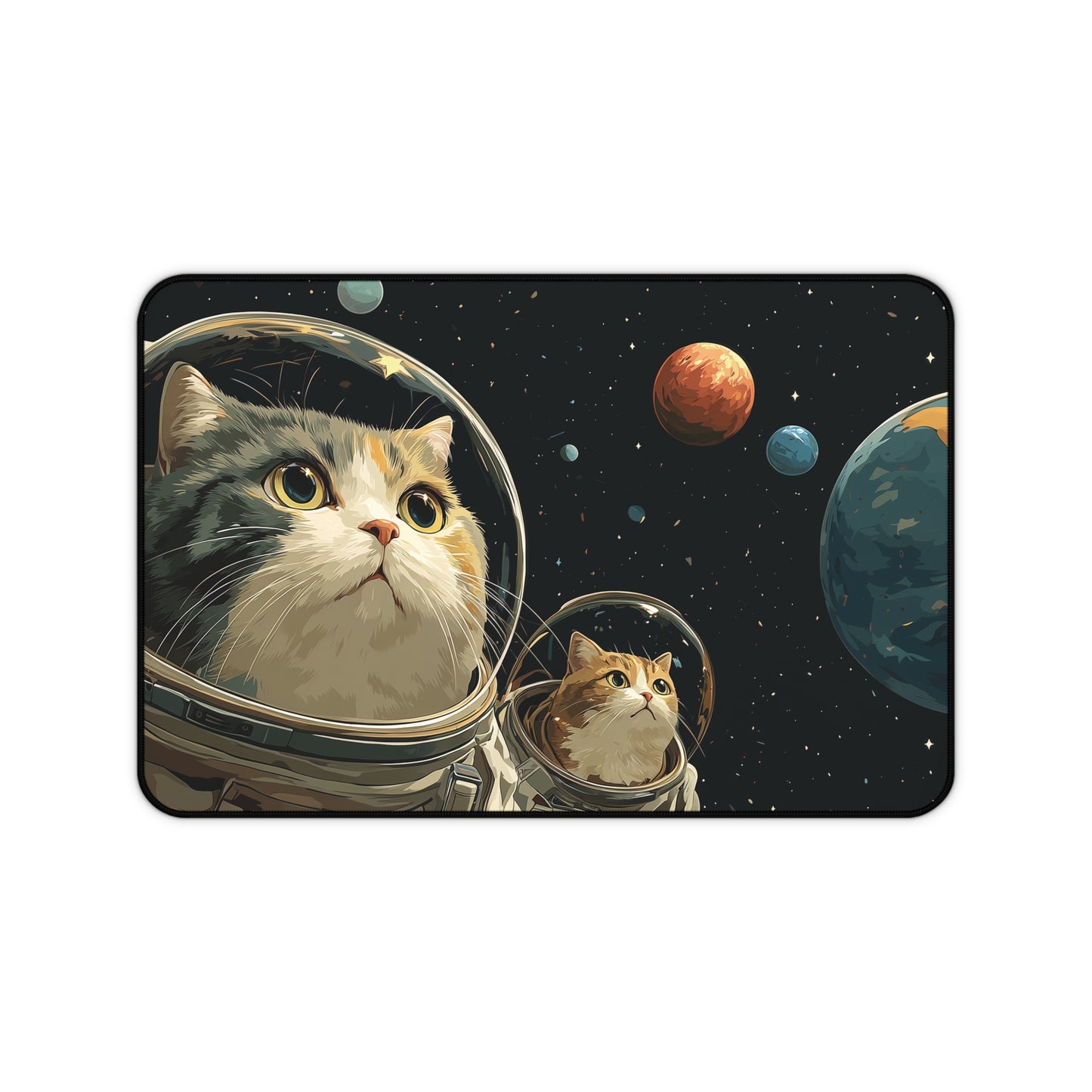 Astronaut Cats Desk Mat, Large Funny Space Gaming Mat