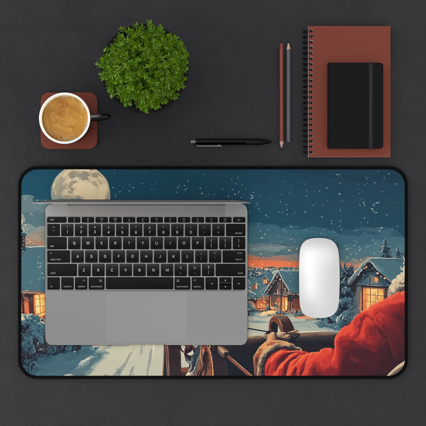 Christmas Night Desk Mat, Santa Winter Desk Pad