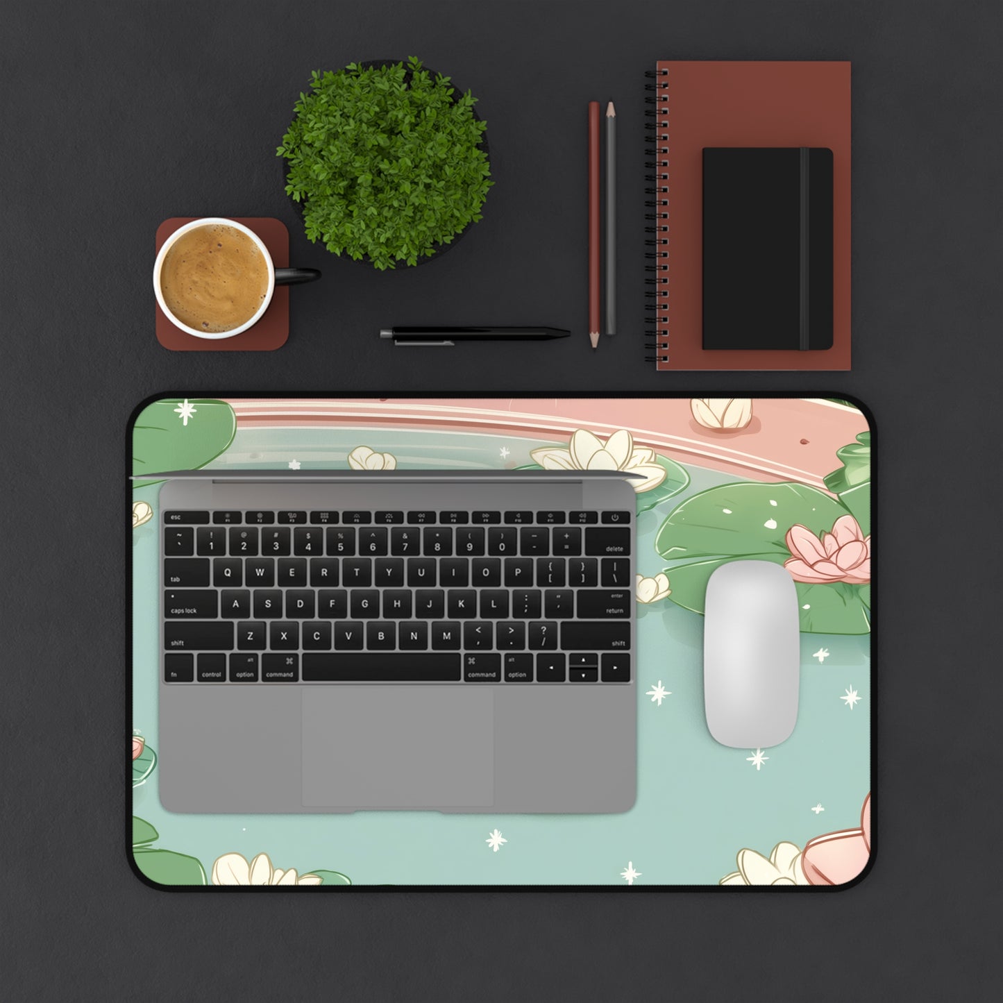 Cute Frog Gaming Mousepad Kawaii, Pastel Green Gamer Desk Pad