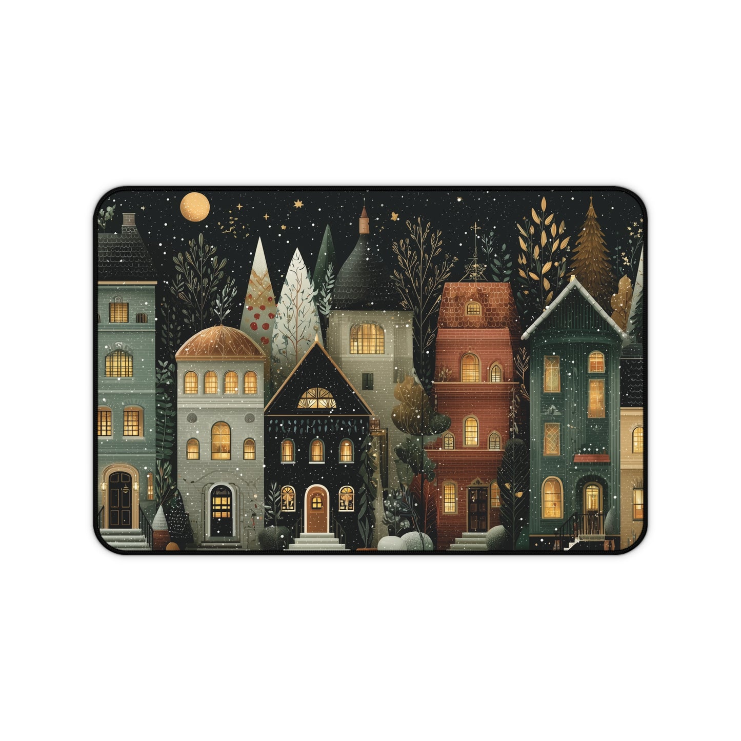 Snowy Christmas Desk Mat, Festive Winter Desk Pad