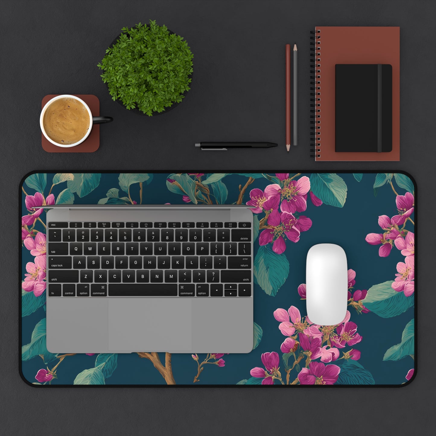 Cherry Blossom Flowers Desk Mat, Elegant Aesthetic Desk Pad