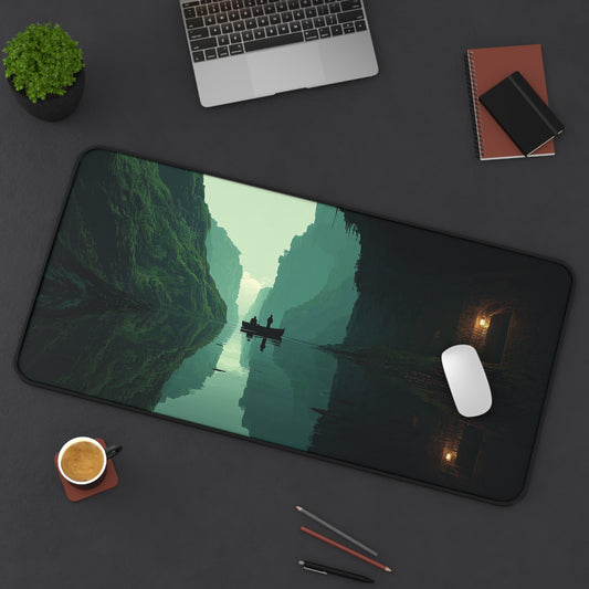 Serene River Desk Mat: Landscape Extended Mouse Pad