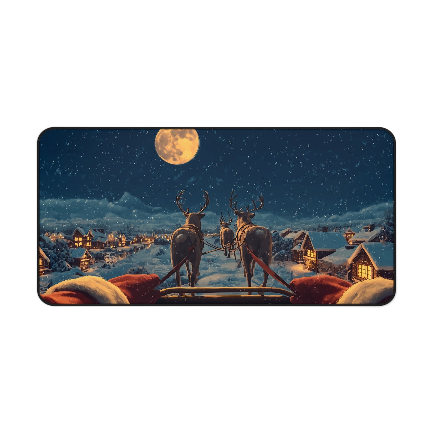 Christmas Night Desk Mat, Snow Holiday Office Decor
