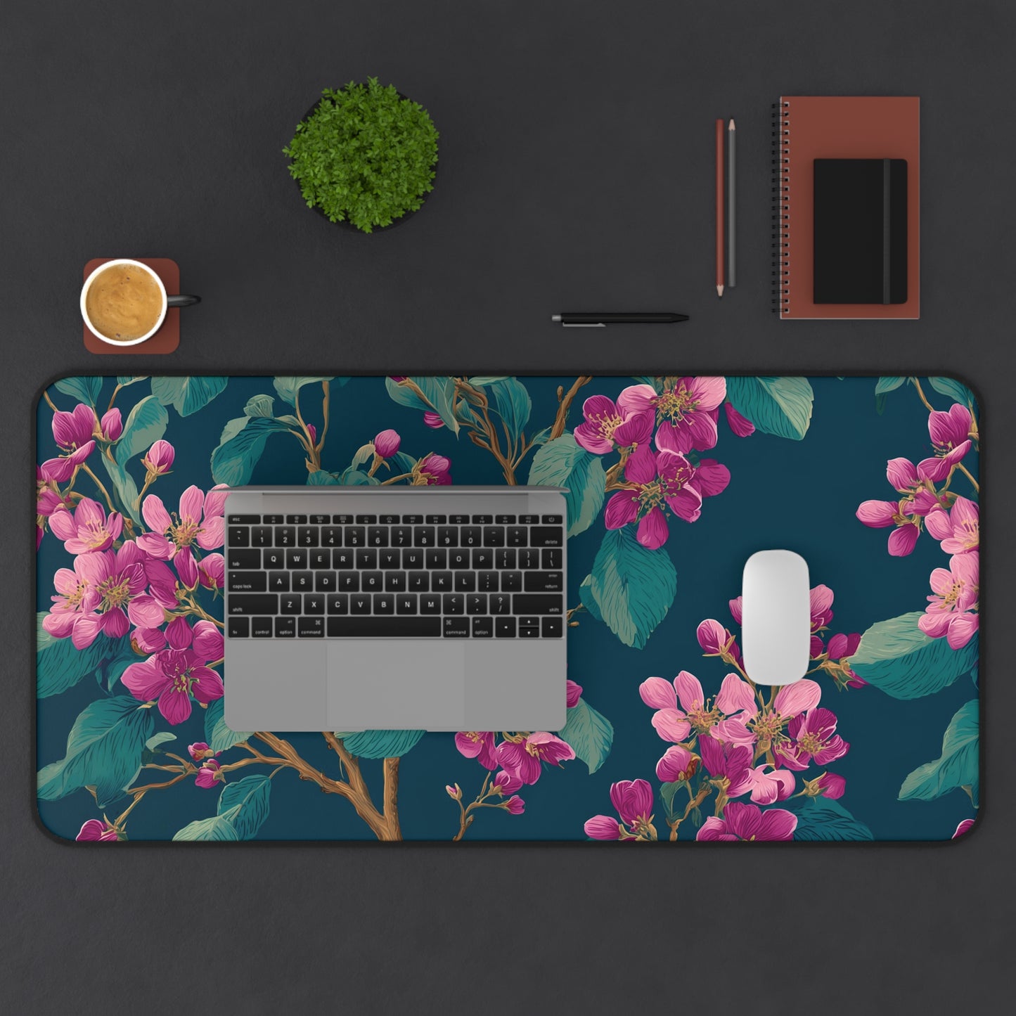 Cherry Blossom Flowers Desk Mat, Elegant Aesthetic Desk Pad