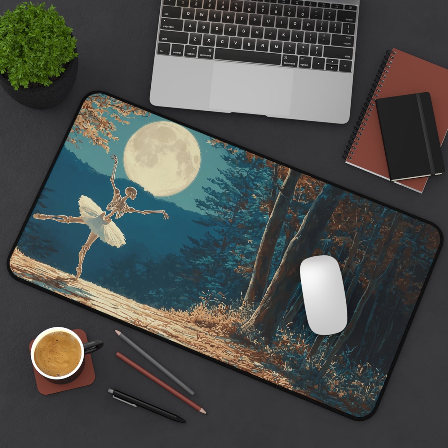 Skeleton Ballerina Desk Mat for Halloween Decor & Dark Aesthetic Lovers