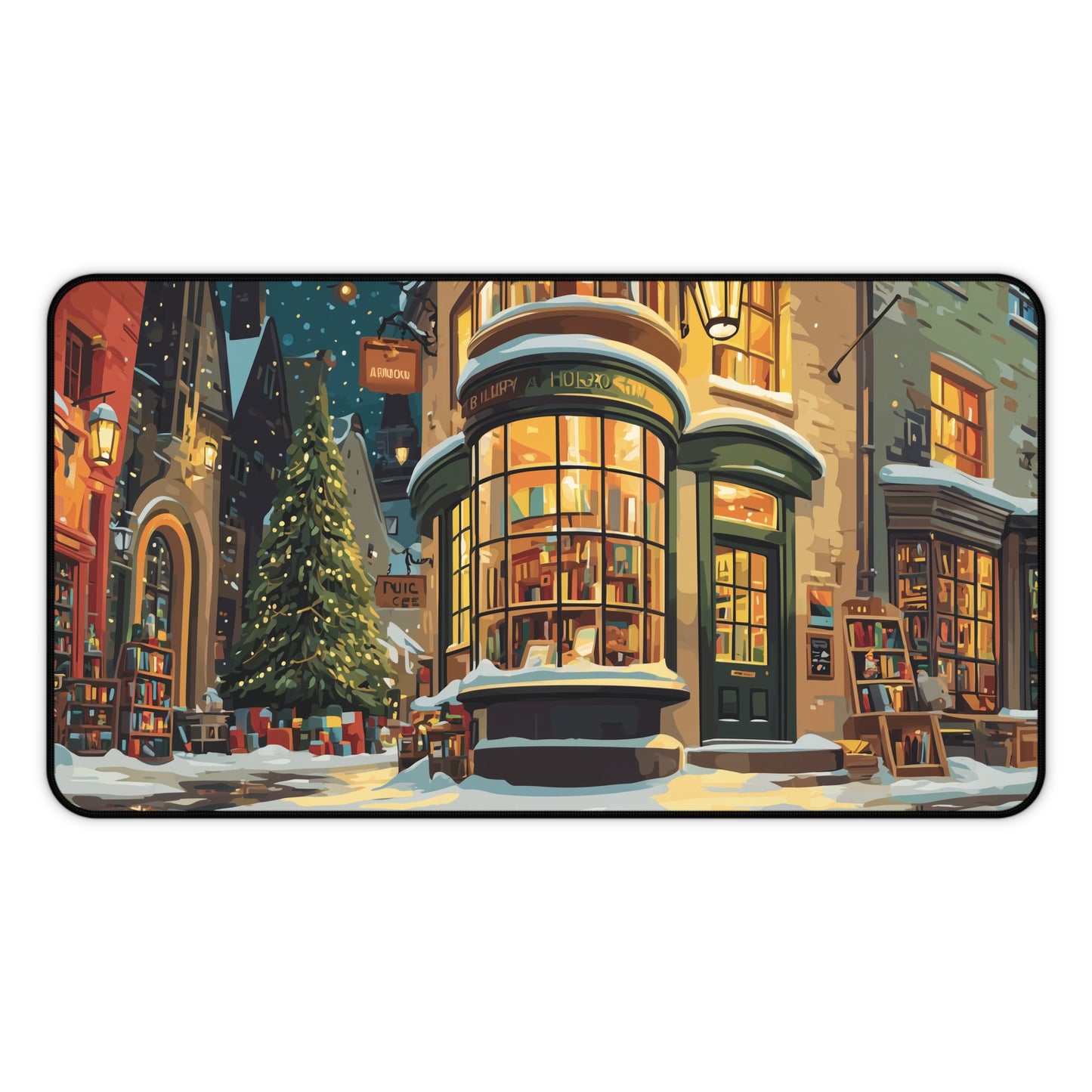 Christmas Bookstore Desk Mat, Winter Desk Decor