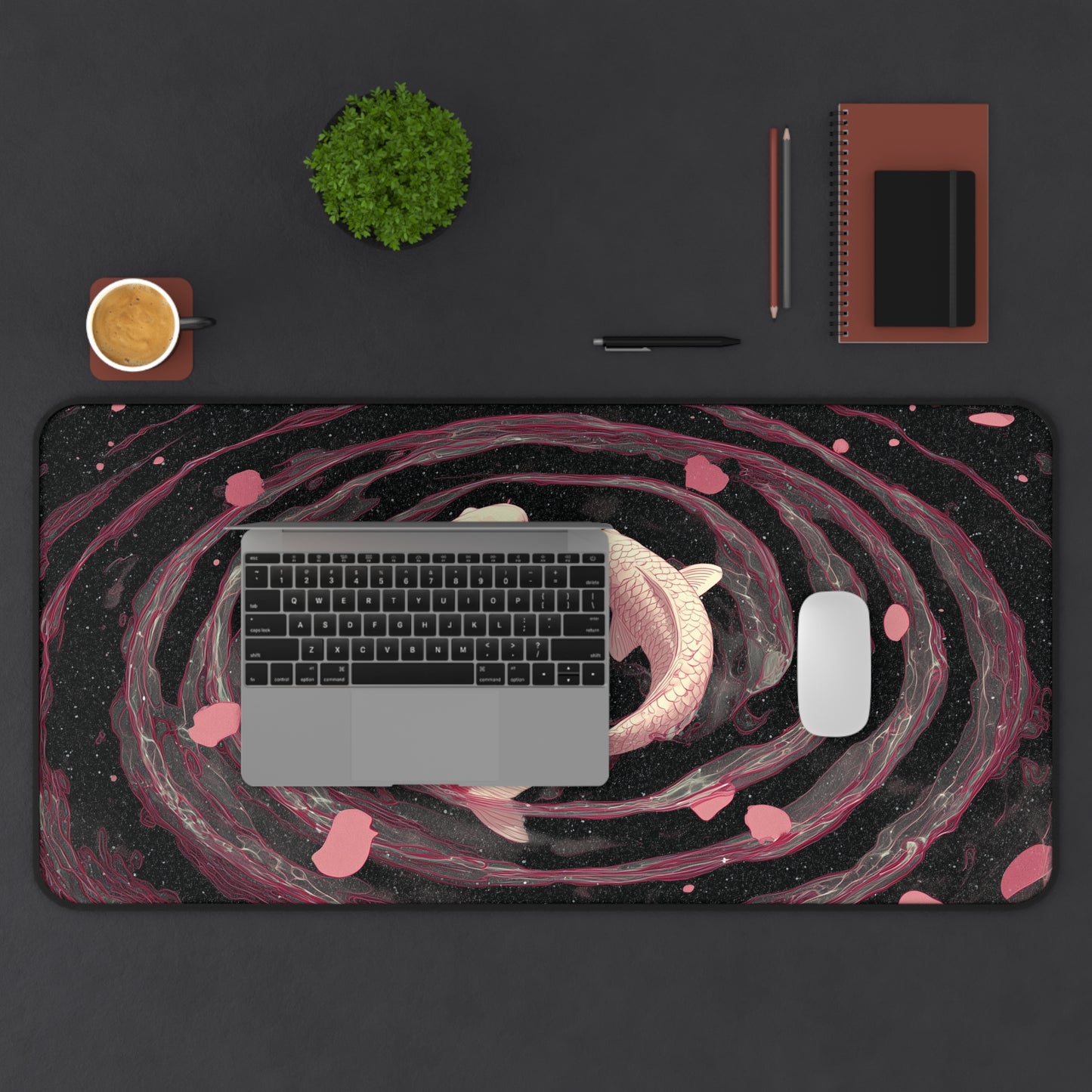 Koi Desk Mat: Ying Yang Japanese Large Gaming Mouse Pad