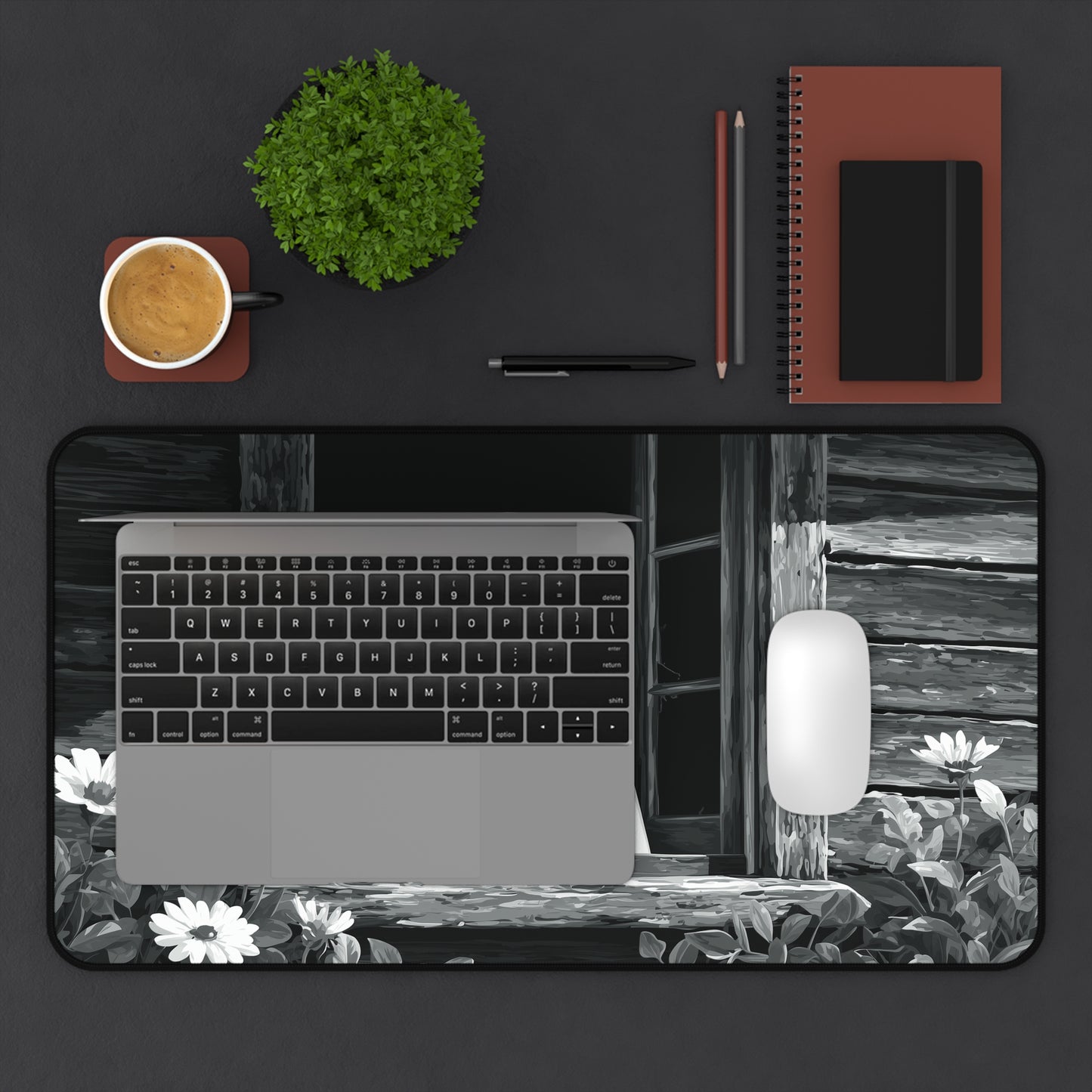 Black and White Ghost Desk Mat for Halloween Office Decor