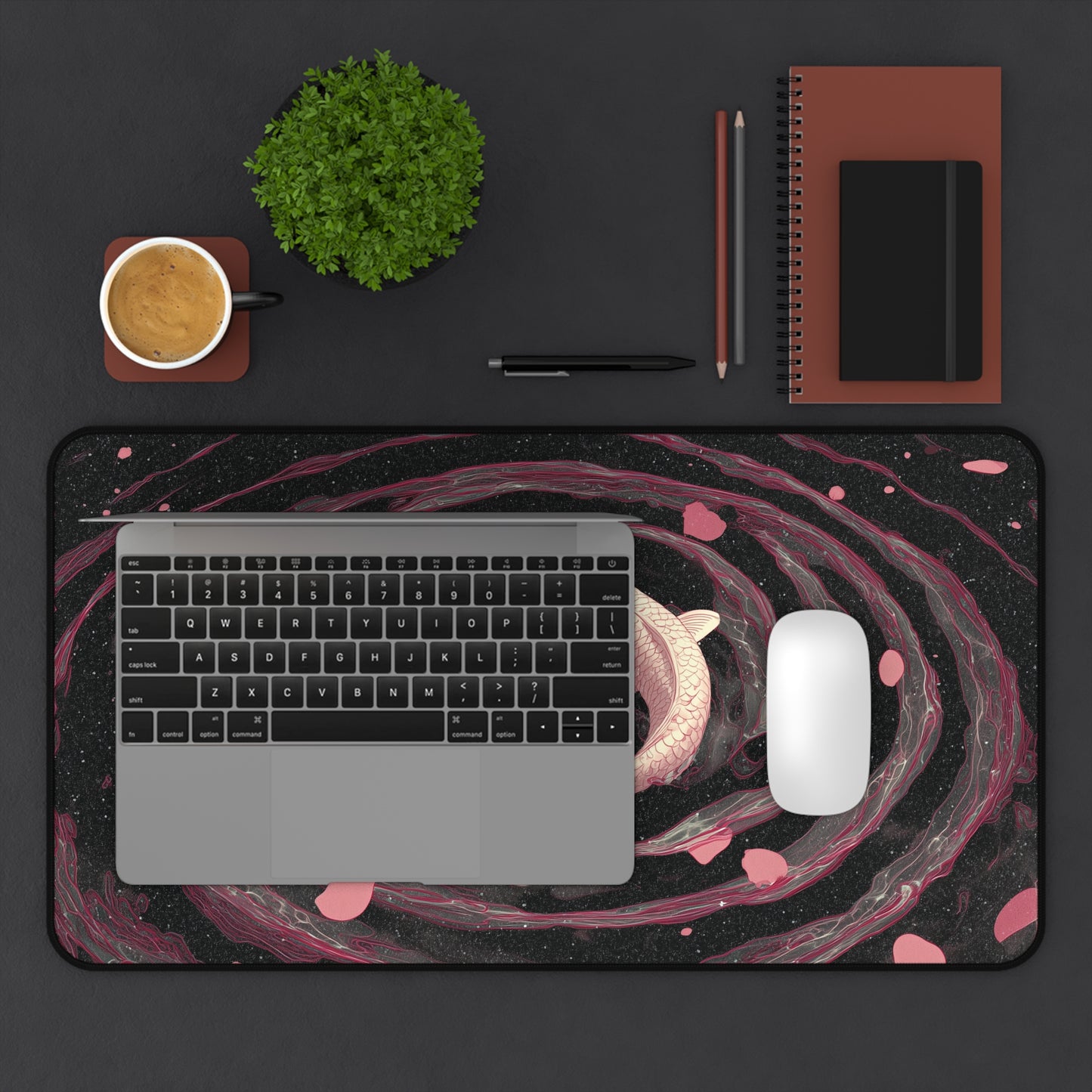 Koi Desk Mat: Ying Yang Japanese Large Gaming Mouse Pad