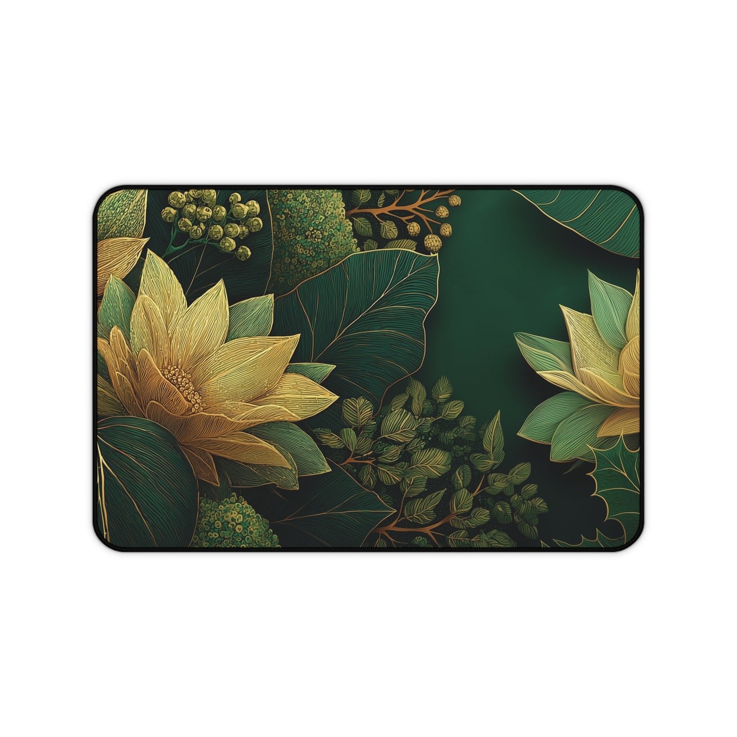 Green Floral Desk Mat for Christmas Office Decor