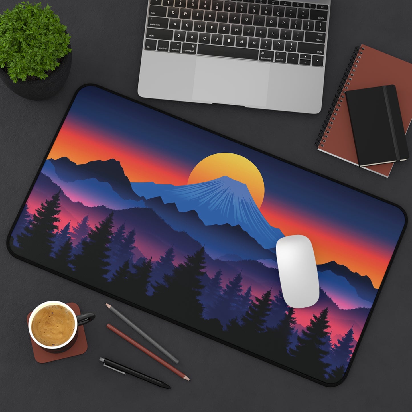 Mountain Anime Desk Mat, Japanese Style Landscape Desk Pad