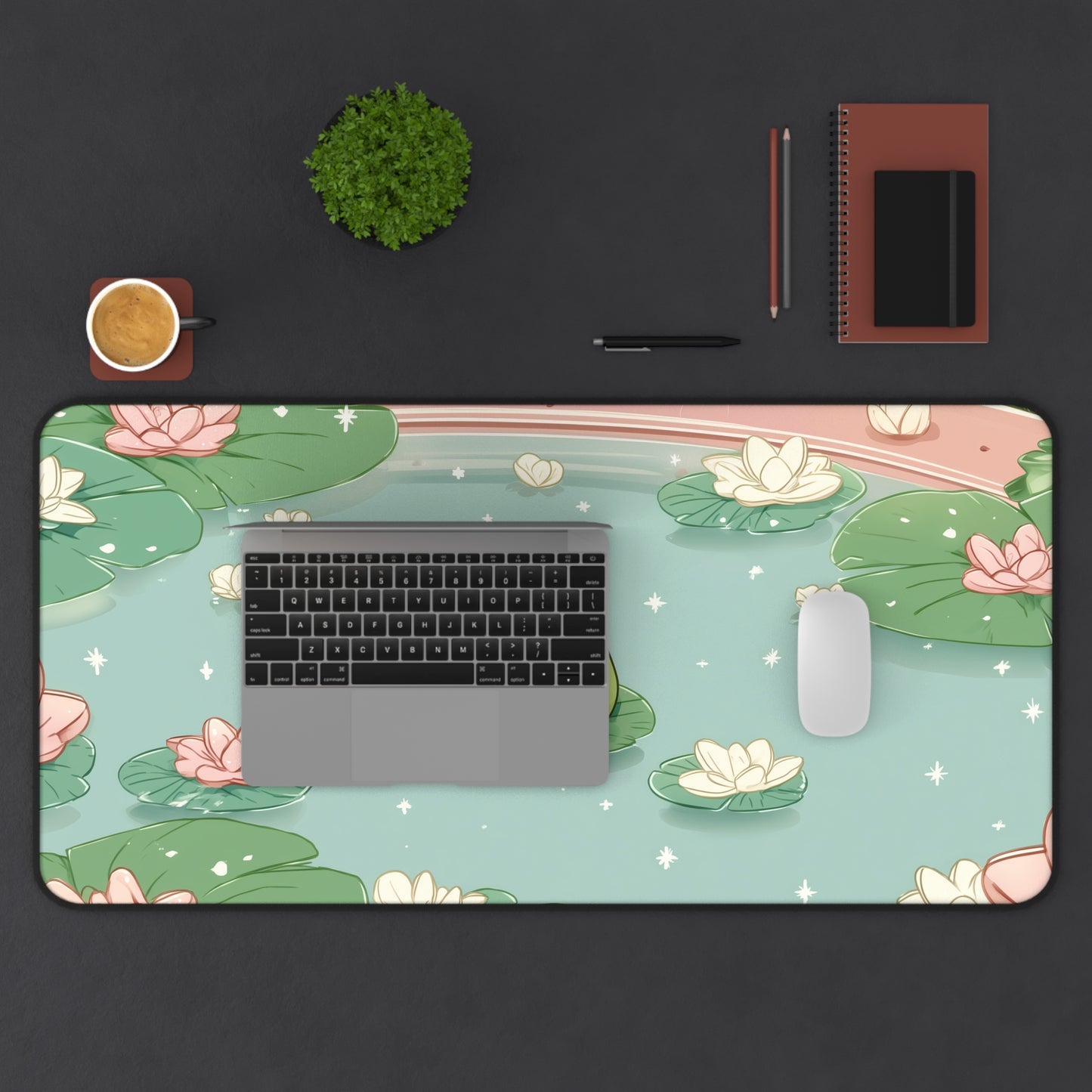 Cute Frog Gaming Mousepad Kawaii, Pastel Green Gamer Desk Pad