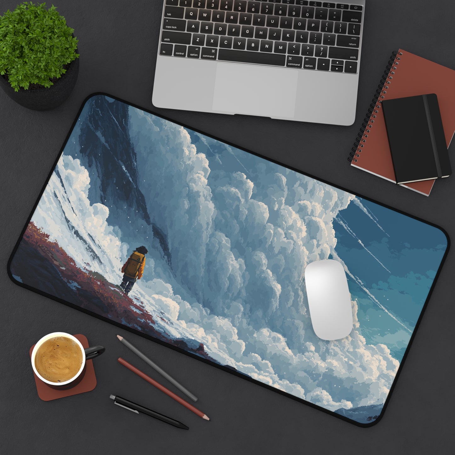 Pixel Art Desk Mat: Cloudscape Mouse Pad XXL