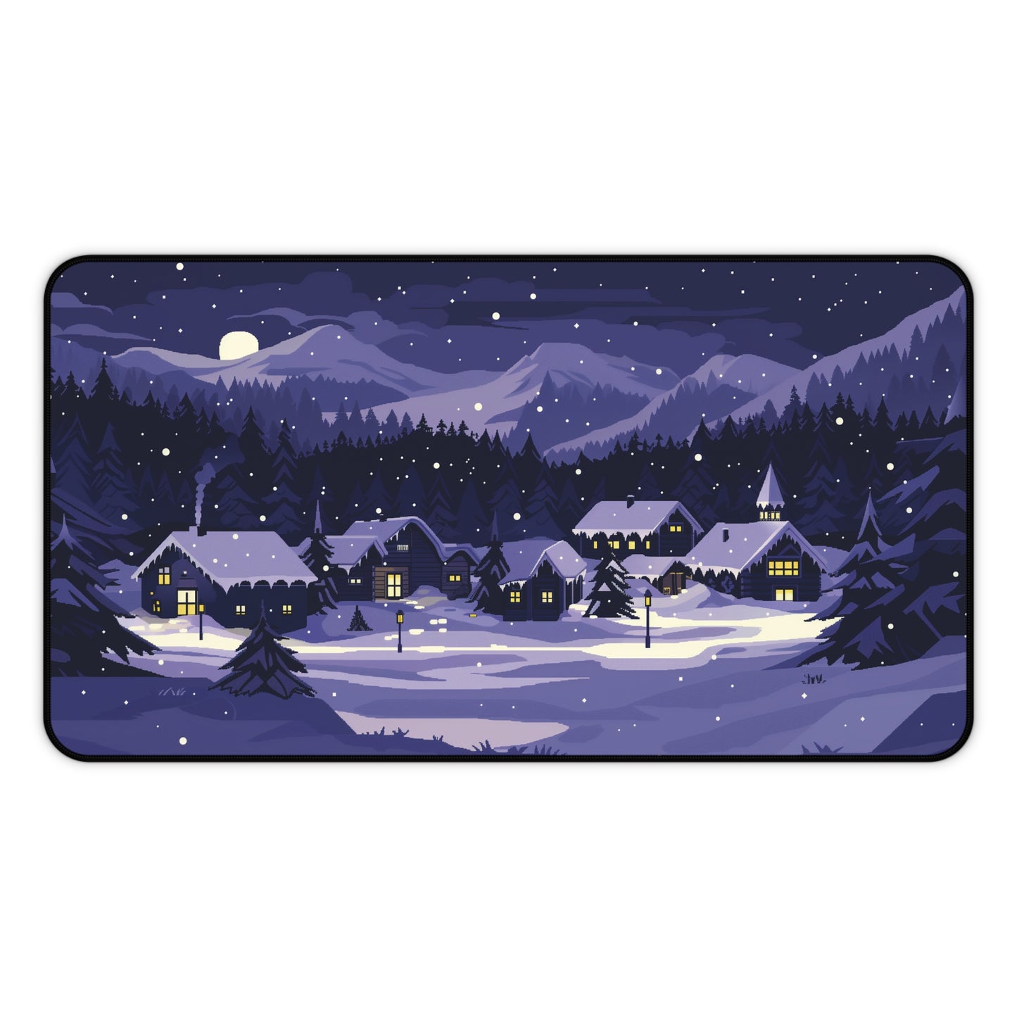 Moonlit Snowy Desk Mat, Christmas Mouse Pad Large for Gaming