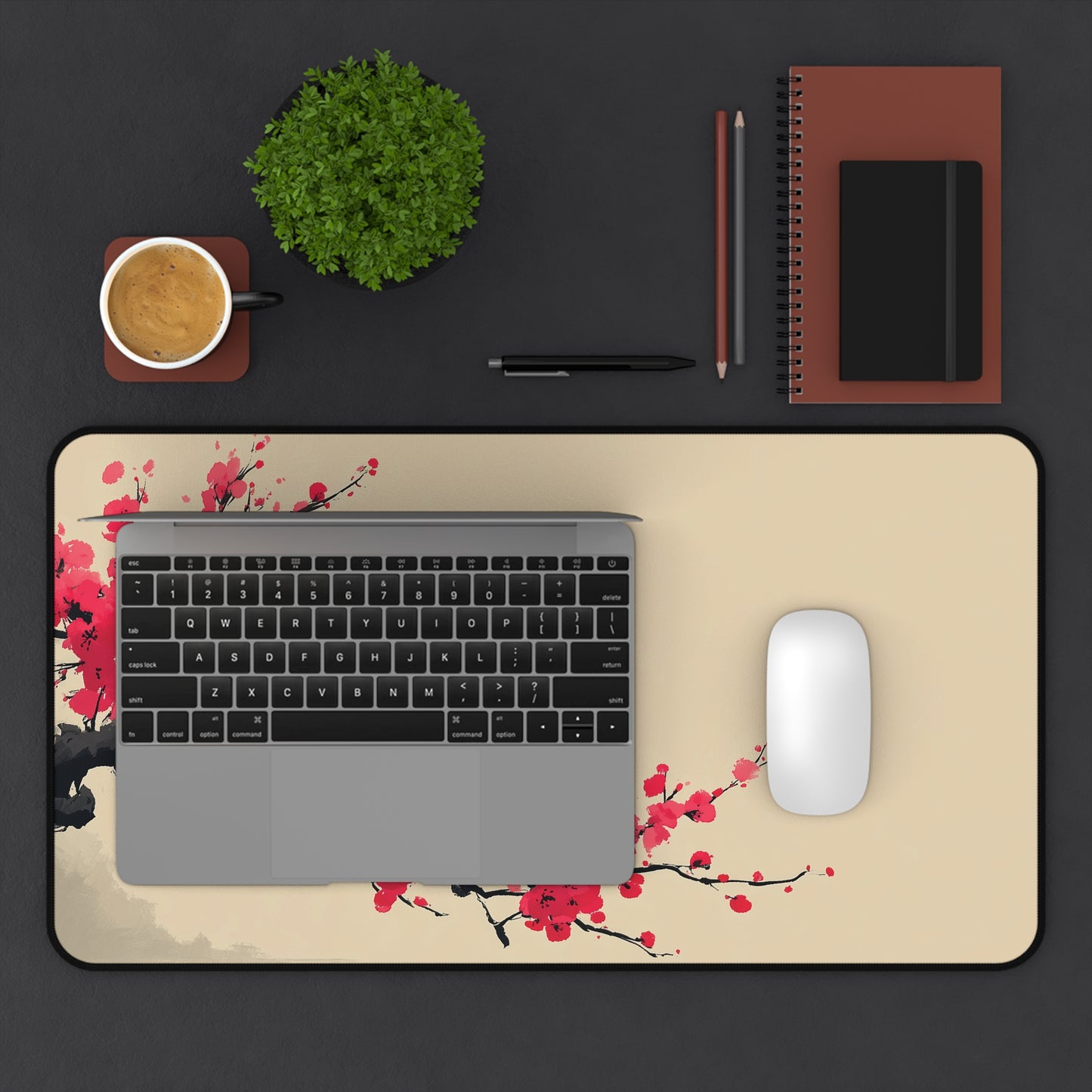 Cherry Blossom Desk Mat: Minimalist Japanese Sakura Mouse Pad