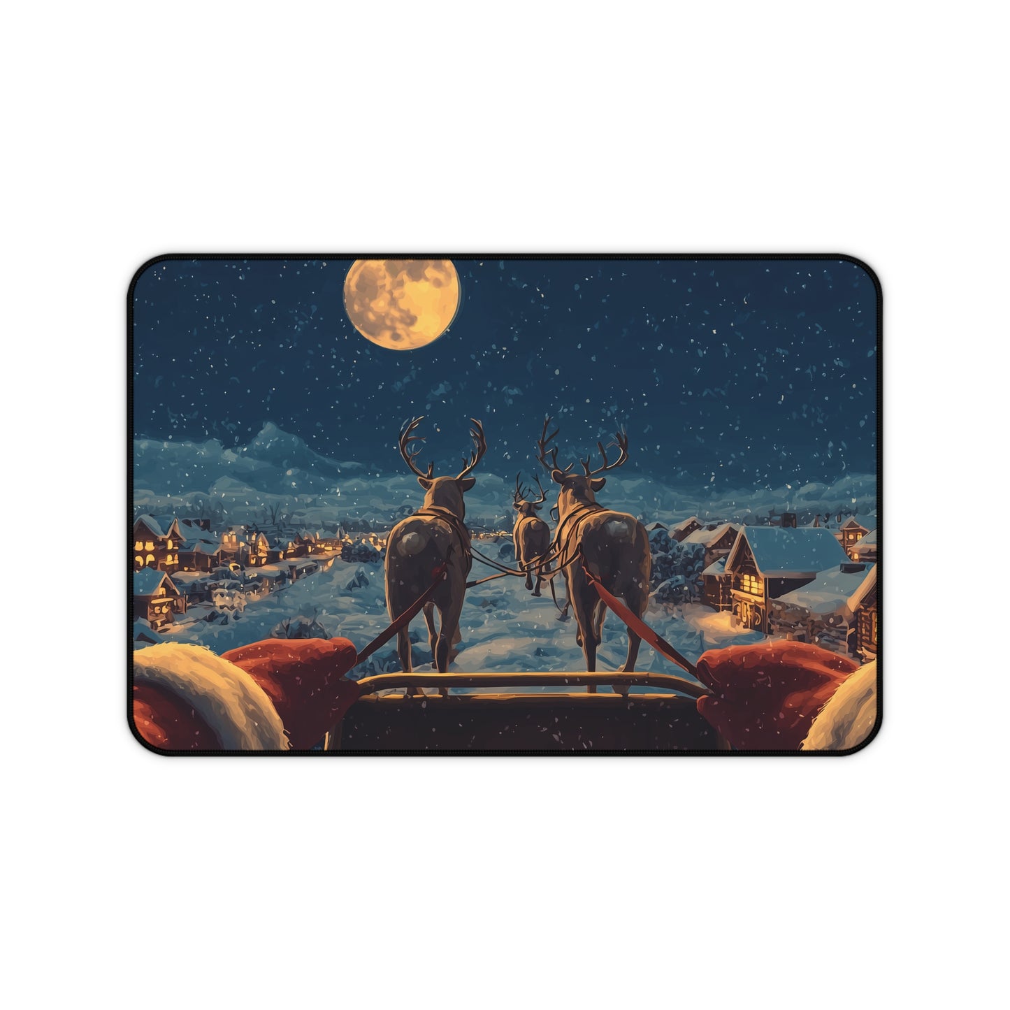 Christmas Night Desk Mat, Snow Holiday Office Decor