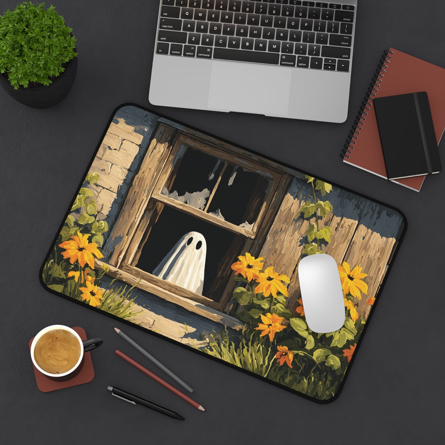 Spooky Ghost Desk Pad XL for Halloween