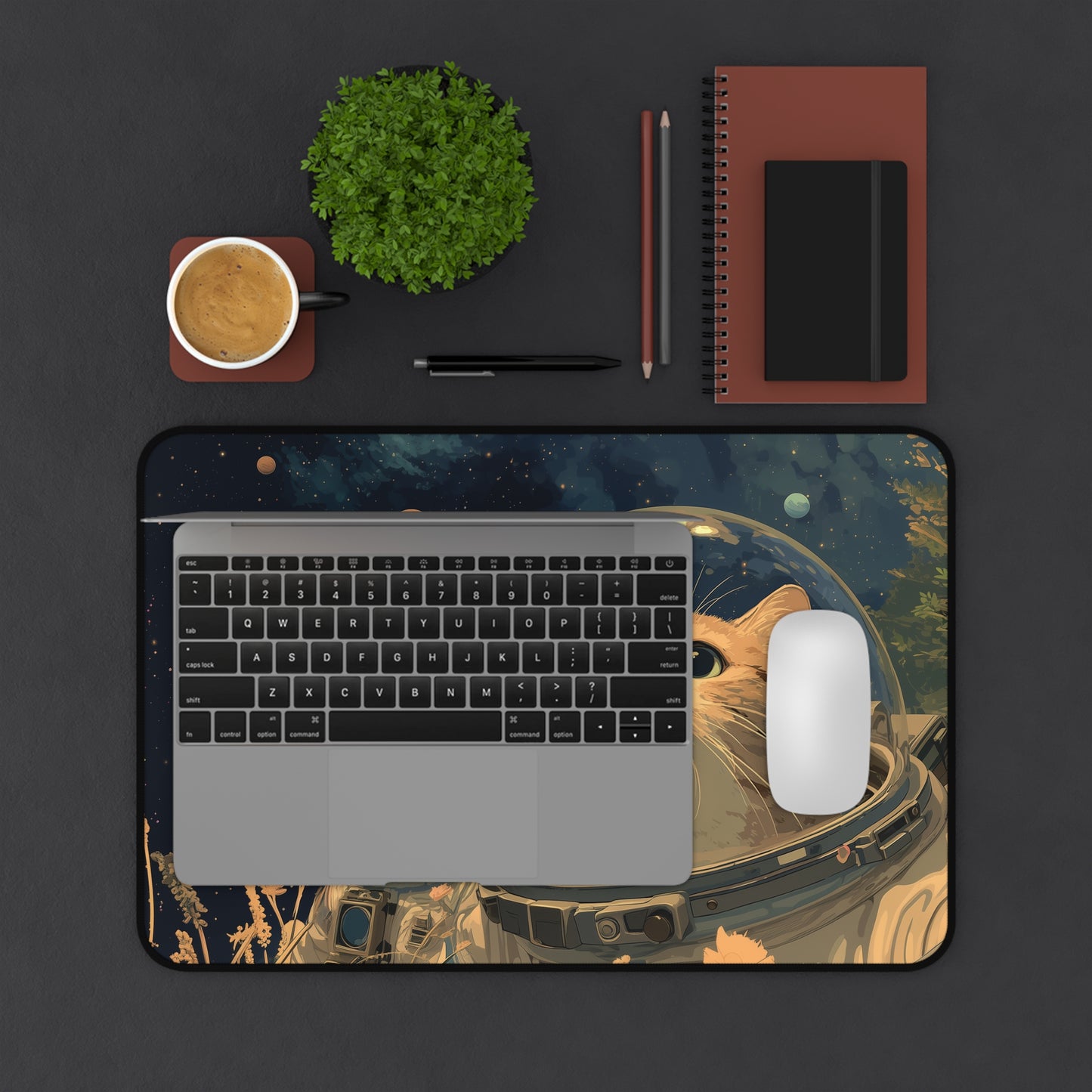 Funny Astronaut Cats Desk Mat for Gaming & Office Decor