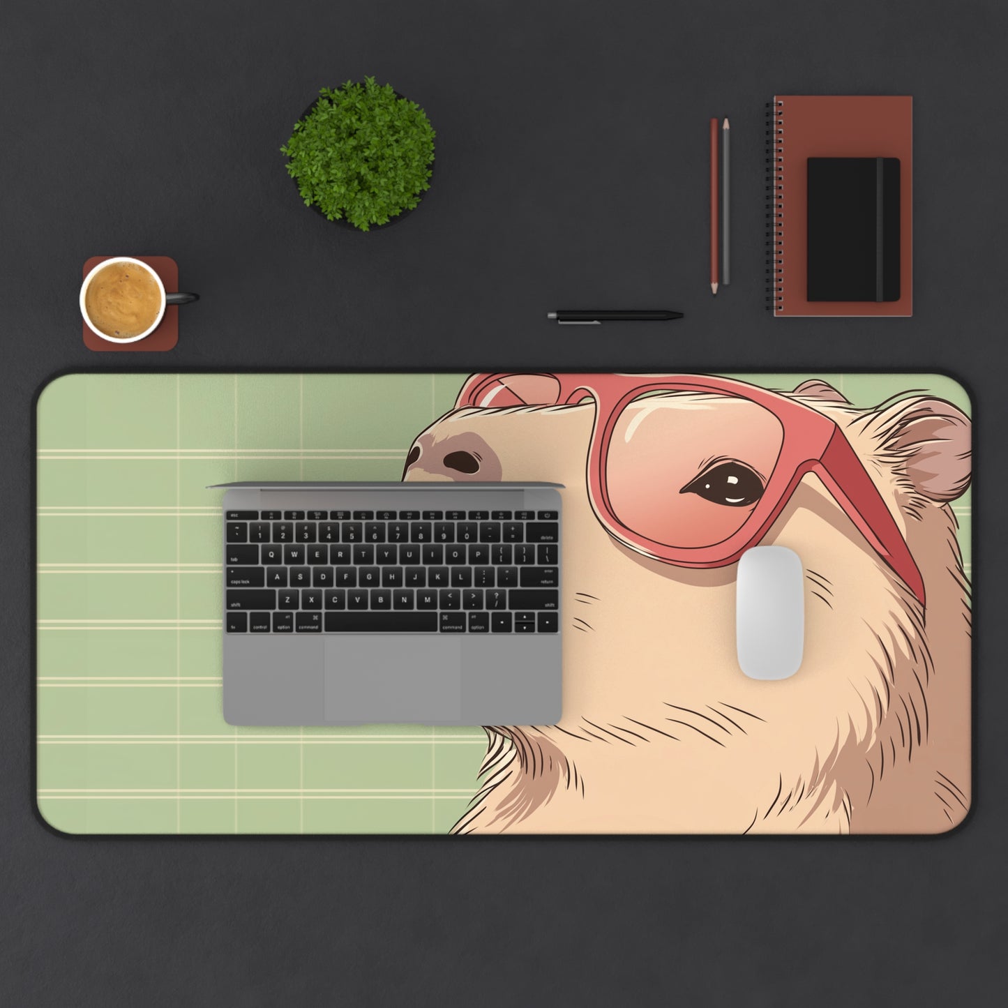 Capybara Desk Mat Kawaii, Cute Capy Mouse Pad