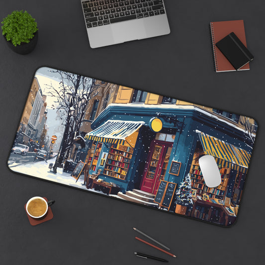 Serene Christmas Desk Pad, Book Lovers Mouse Pad