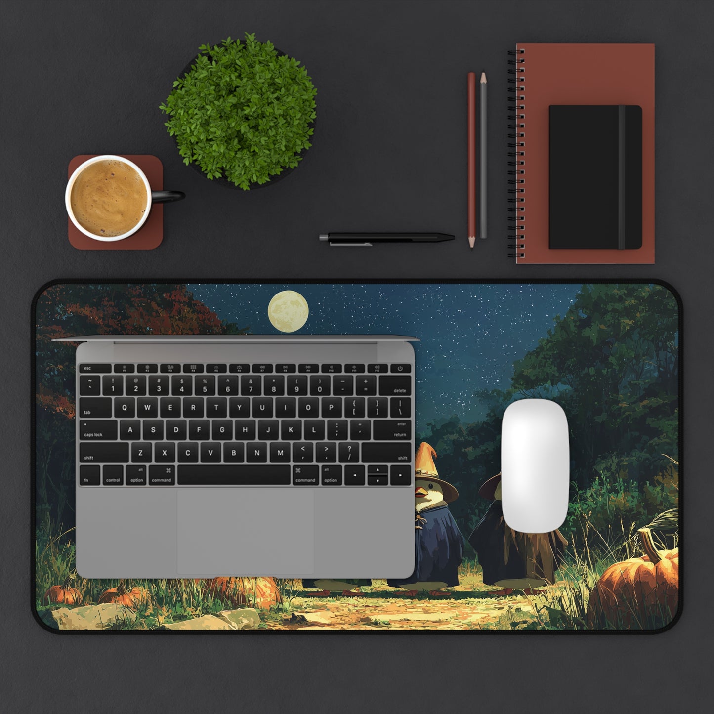 Witchy Duck Desk Mat, Spooky Mouse Pad for Halloween