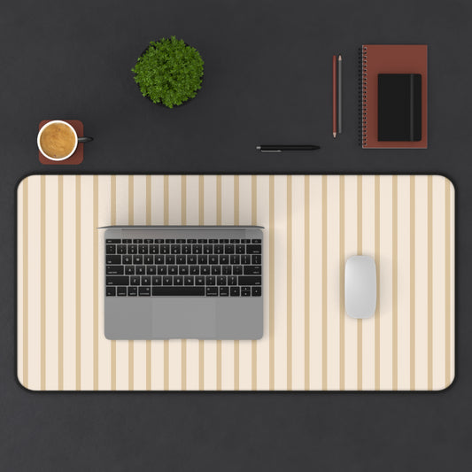 Beige Striped Desk Mat: Minimalist Mouse Pad