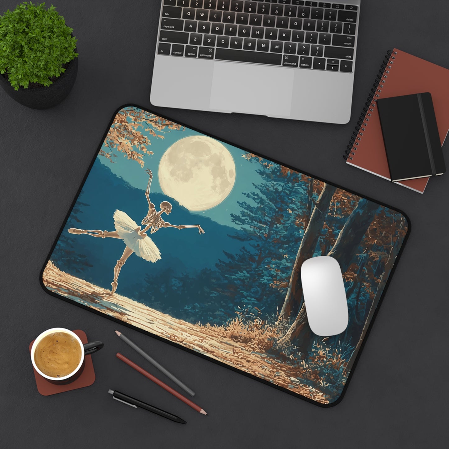 Skeleton Ballerina Desk Mat for Halloween Decor & Dark Aesthetic Lovers