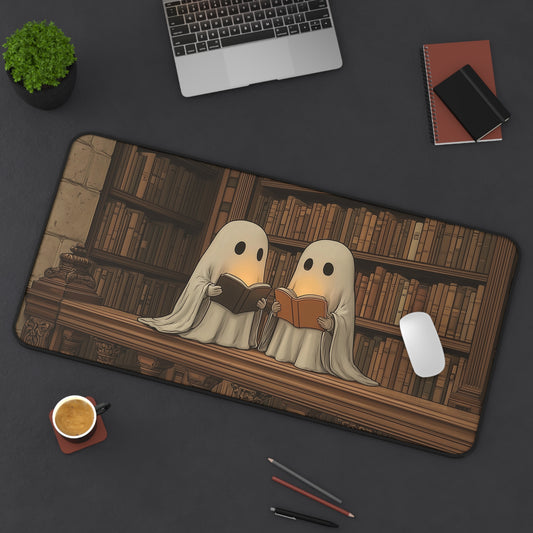 Bookworms Ghosts Desk Mat, Halloween Vibes Mouse Pad XL
