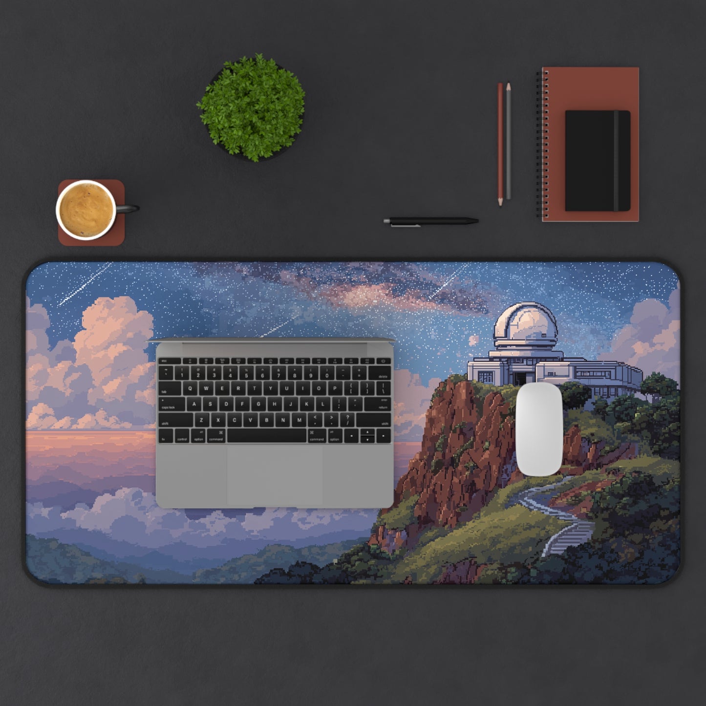 Pixel Art Desk Mat: Galaxy Observatory Mouse Pad