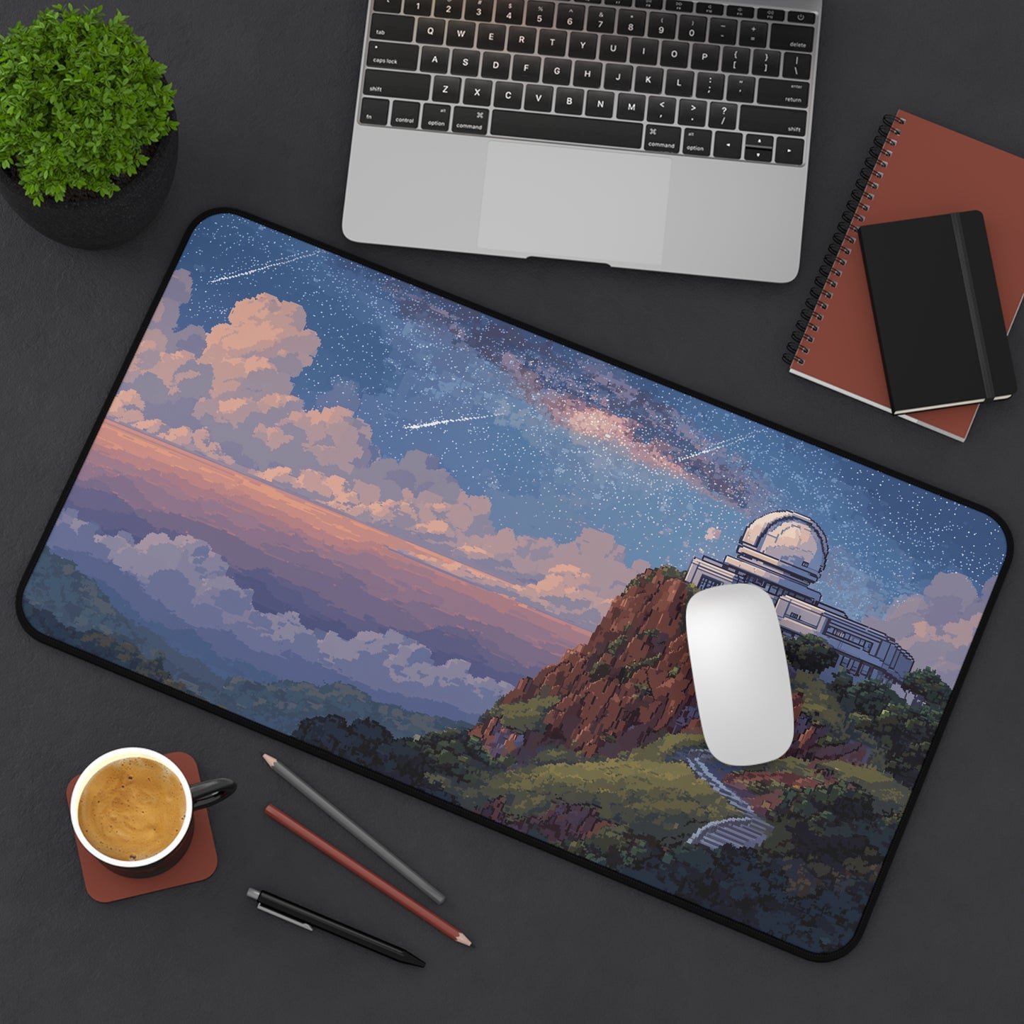 Pixel Art Desk Mat: Galaxy Observatory Mouse Pad