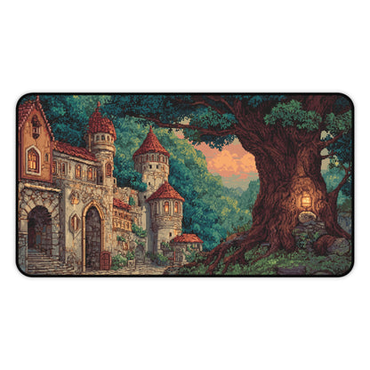 Pixel Art Desk Mat: Medieval Fantasy Castle Mouse Pad XXL