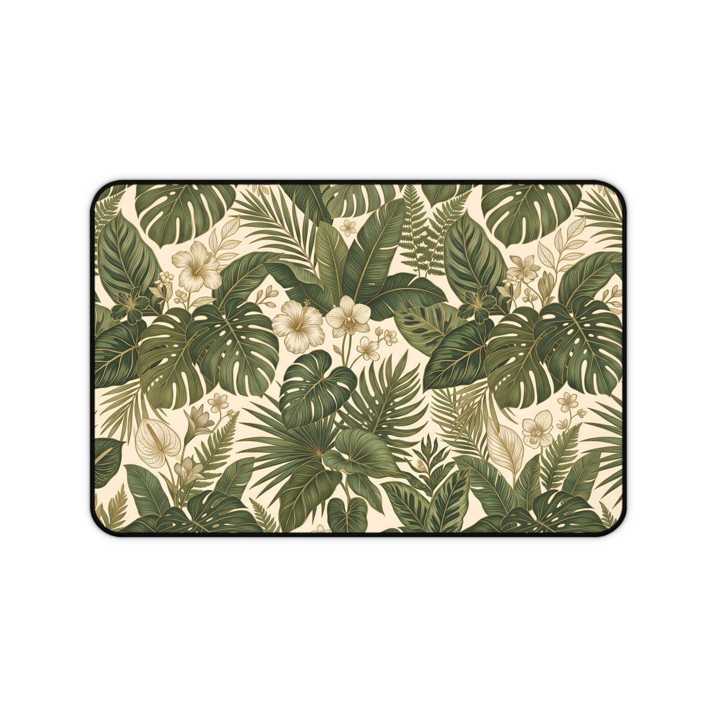 Green Monstera Desk Mat: Tropical Large Mouse Pad