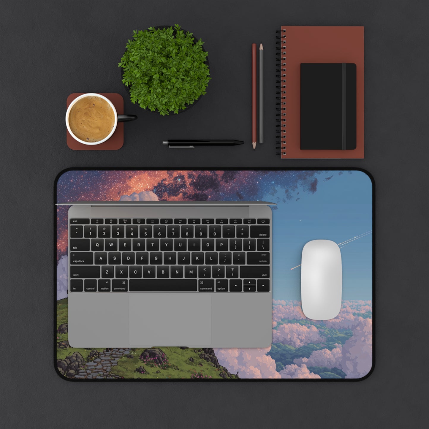 Pixel Art Desk Mat: Serene Observatory Mouse Pad