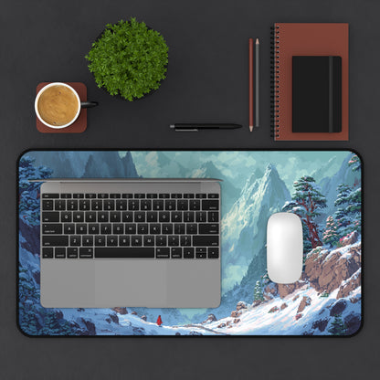 Pixel Art Desk Mat: Snowy Mountain Mouse Pad XXL