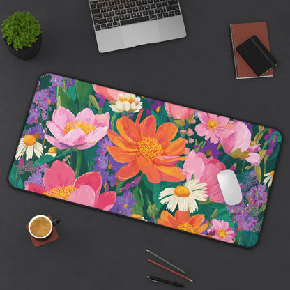 Colorful Wildflower Desk Mat, Painting Flowers Mouse Pad