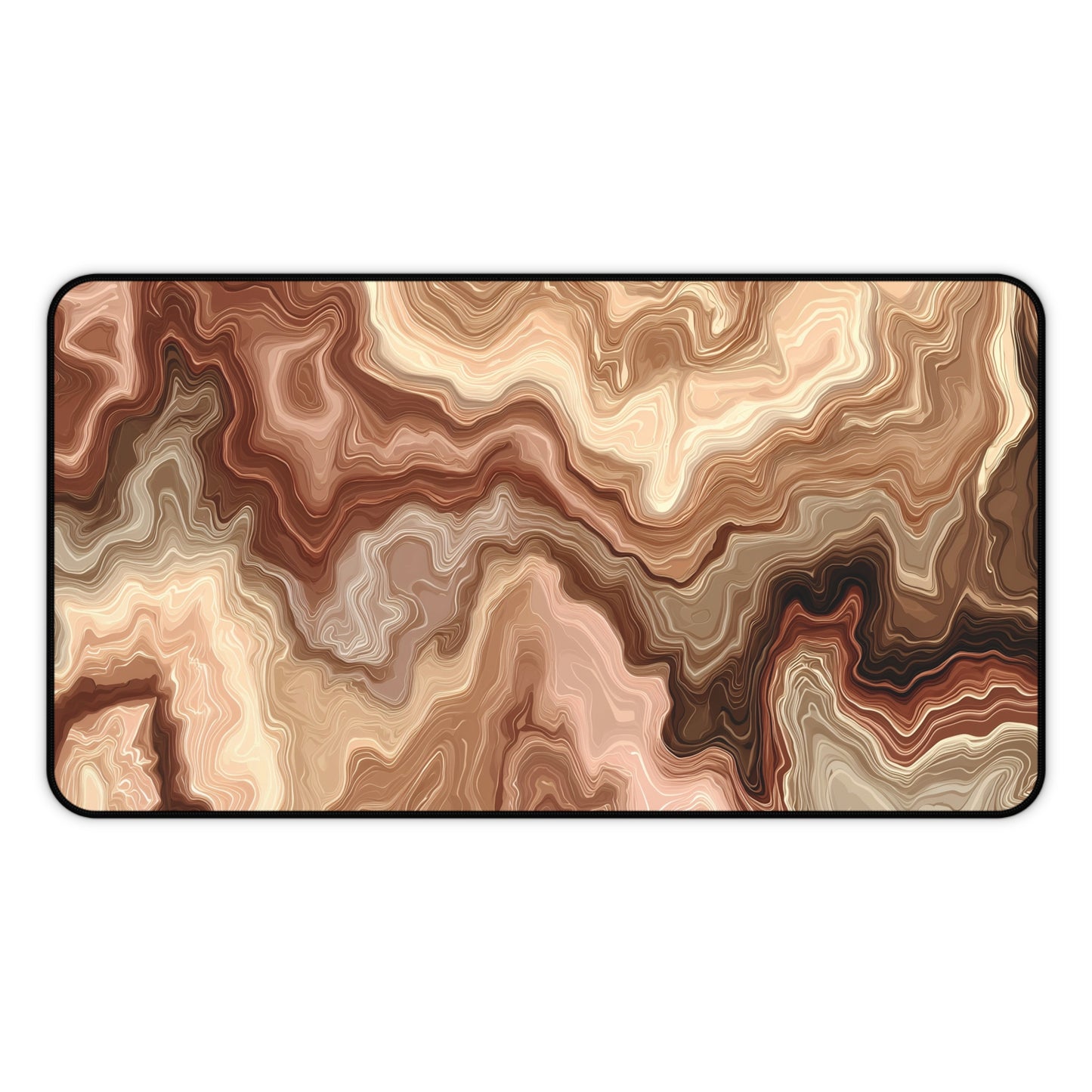 Brown Marble Wave Desk Mat: Abstract Earth Tone Mouse Pad