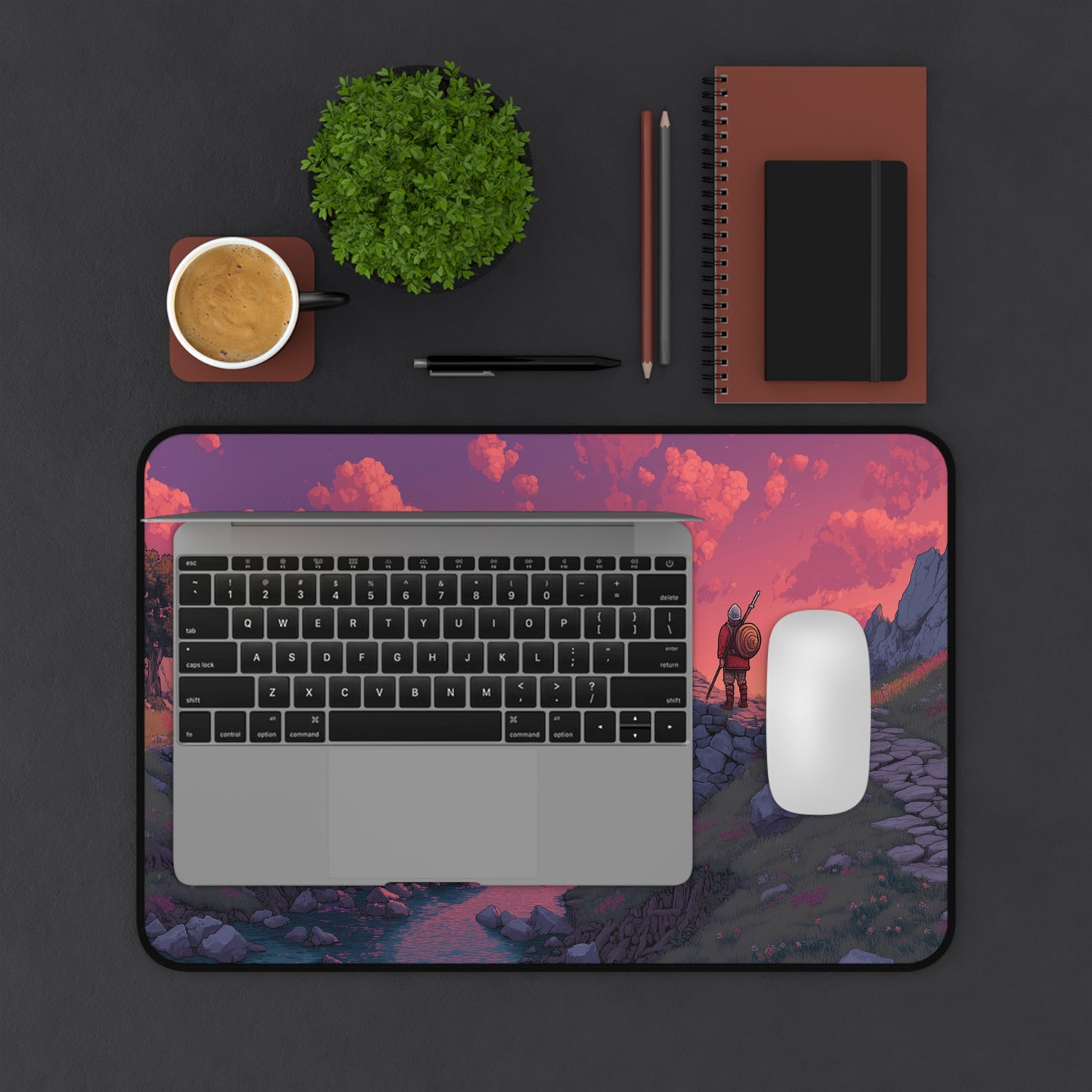 Knight Gaming Desk Pad Pixel Art Aesthetic