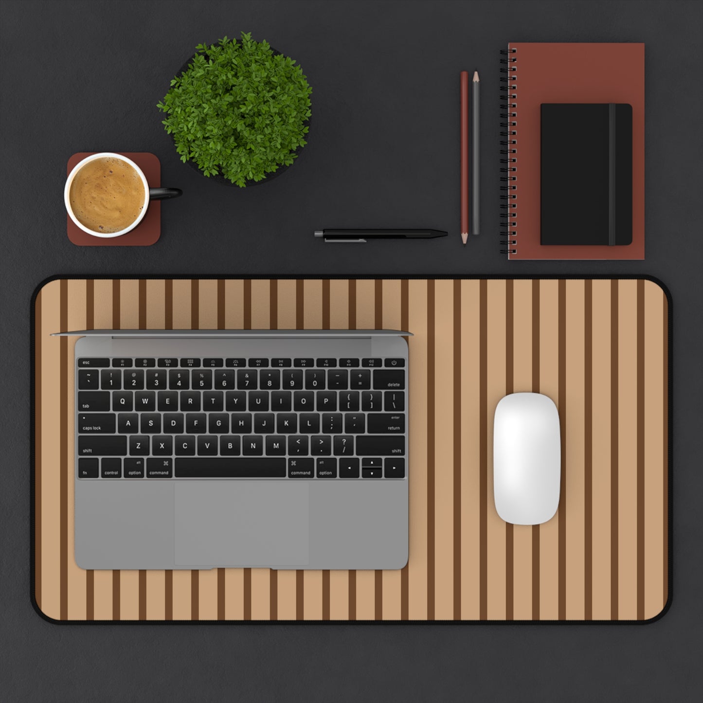 Striped Brown Desk Mat