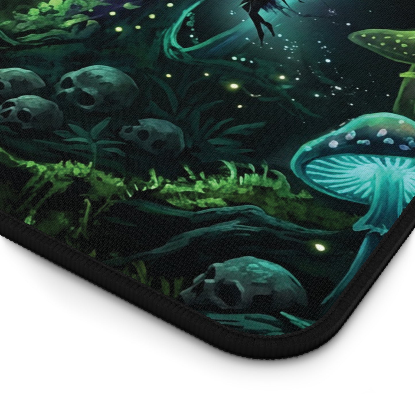 Glowing Mushroom Desk Mat: Enchanted Forest Fairy Design